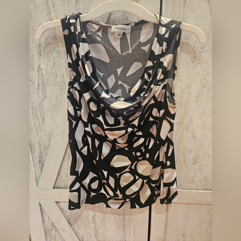 Calvin Klein womens multi pattern blouse S